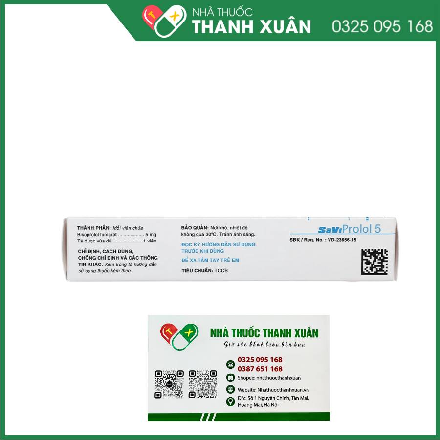 Savi Prolol 5 điều trị tăng huyết áp, đau thắt ngực